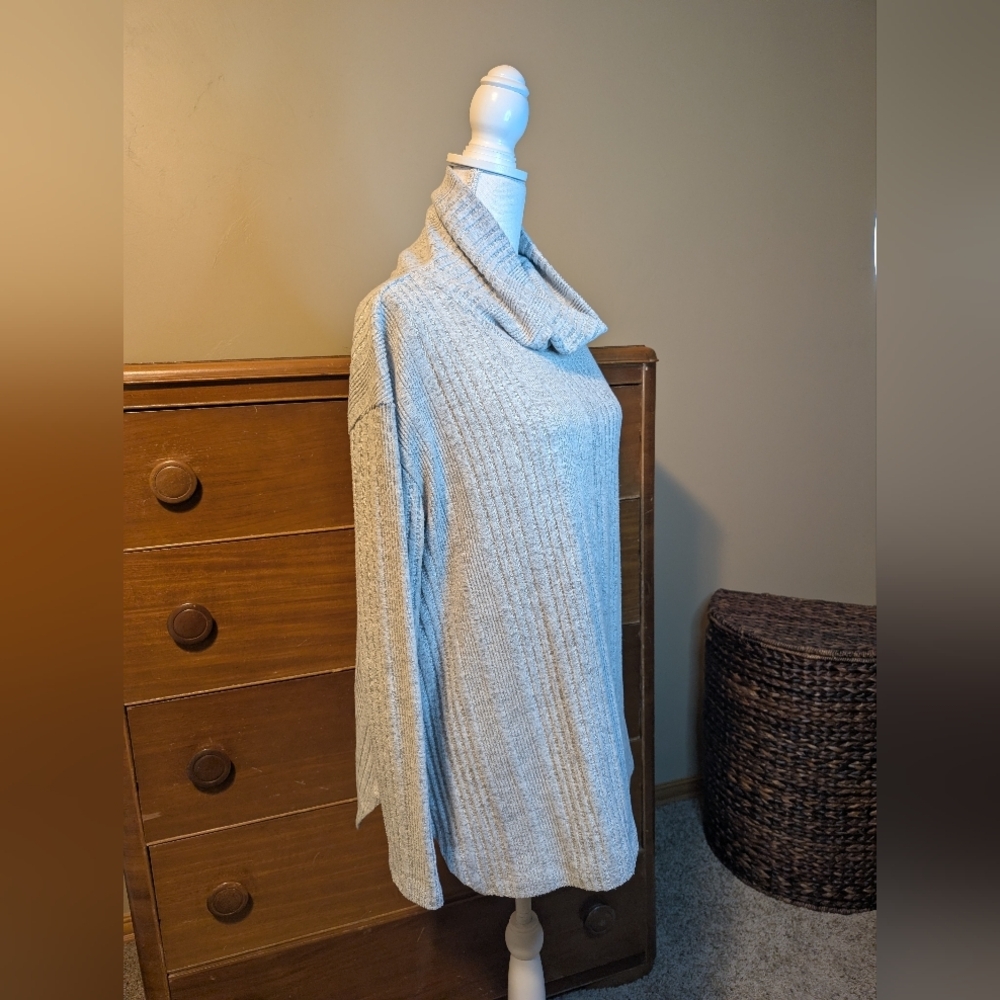 Simply Vera Wang Wind Chime Gray Ribbed Cowl Turtleneck Sweater Sz XL - Picture 9 of 13